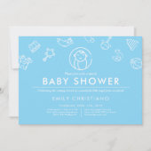 Slaapengel | Minimaal vast Baby shower Blauw Kaart (Voorkant)