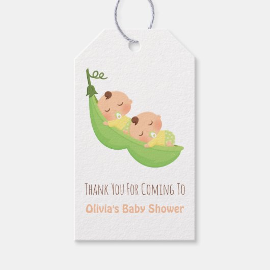 Slaaperwten in een Pod Twin Baby shower Gift Label Cadeaulabel (Voorkant)