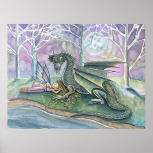 Slaapfee en Draak Posterprint Poster