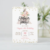 Slaapfeest meisjes verjaardagsuitnodiging kaart (Staand voorkant)