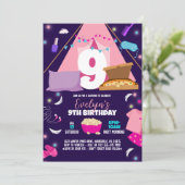 Slaapfeest Sjabloon, Logeerpartij uitnodiging voor (Staand voorkant)