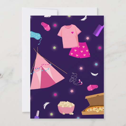 Slaapfeest Sjabloon, Logeerpartij uitnodiging voor (Achterkant)
