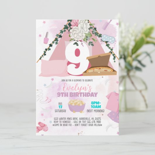 Slaapfeest Sjabloon, Zachte Pastels Kaart (Staand voorkant)