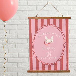 slaapfeest slaap verjaardagsfeestje meisje tiener  hangend wandkleed