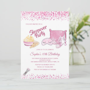 Slaapfeest Slaapfeest Meisjes Spa Roze Verjaardag Kaart