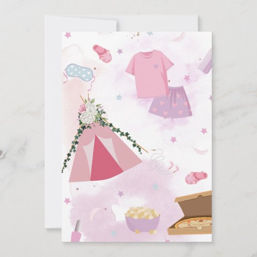 Slaapfeest Template, Zachte Pastels Kaart (Achterkant)