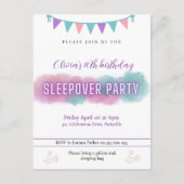 Slaapfeest uitnodiging | Mooie pasteltinten  (Voorkant)