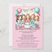 Slaapfeest uitnodiging voor meisjes in pyjama (Voorkant)