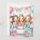 Slaapfeest uitnodiging voor meisjes in pyjama (Achterkant)