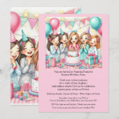 Slaapfeest uitnodiging voor meisjes in pyjama (Voorkant / Achterkant)