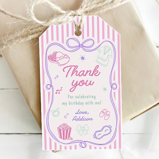 Slaapfeest Verjaardagsfeestje Meisje Cadeaulabel