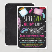 Slaapfeest Verjaardagsuitnodiging Kaart (Voorkant / Achterkant)