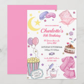 Slaapfeest verjaardagsuitnodiging kaart (Voorkant / Achterkant)