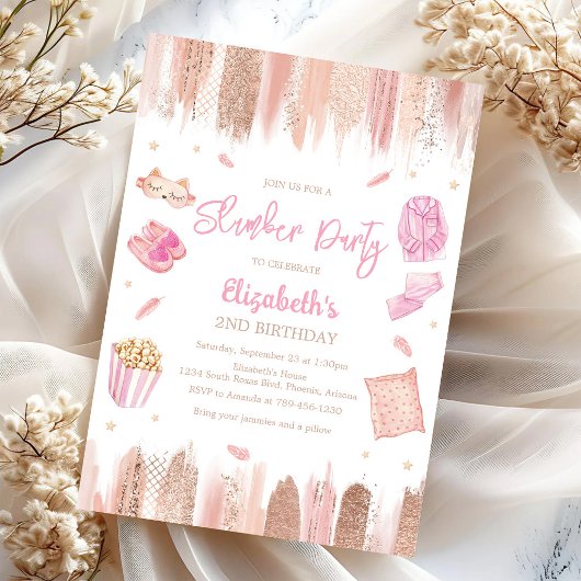 Slaapfeest Verjaardagsuitnodiging Kaart