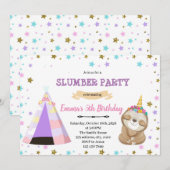 Slaapfeest verjaardagsuitnodiging voor luiaardhori kaart (Voorkant / Achterkant)