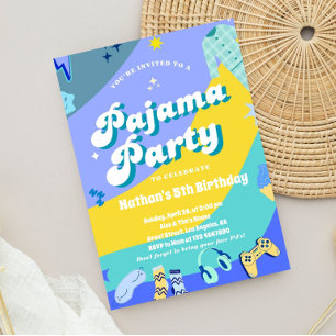Slaapfeestje jongens pyjama gamingfeest kaart
