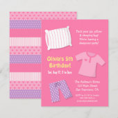 Slaapfeestje Slaapfeest Verjaardagsuitnodigingen v Kaart (Voorkant / Achterkant)