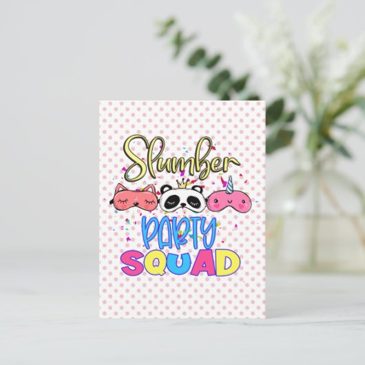 Slaapfeestje Squad Meisjes Pyjama Matching  Briefkaart (Staand voorkant)