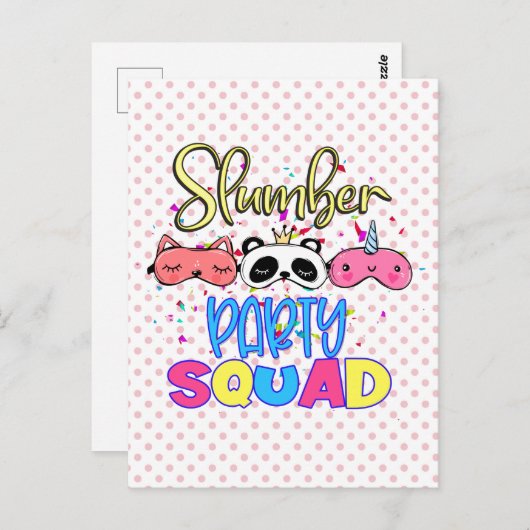 Slaapfeestje Squad Meisjes Pyjama Matching  Briefkaart (Voorkant / Achterkant)