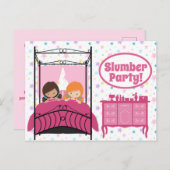 Slaapfeestje verjaardagsuitnodiging voor meisjes i briefkaart (Voorkant / Achterkant)