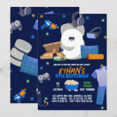 Slaapfeestje voor jongens uitnodiging (Voorkant / Achterkant)