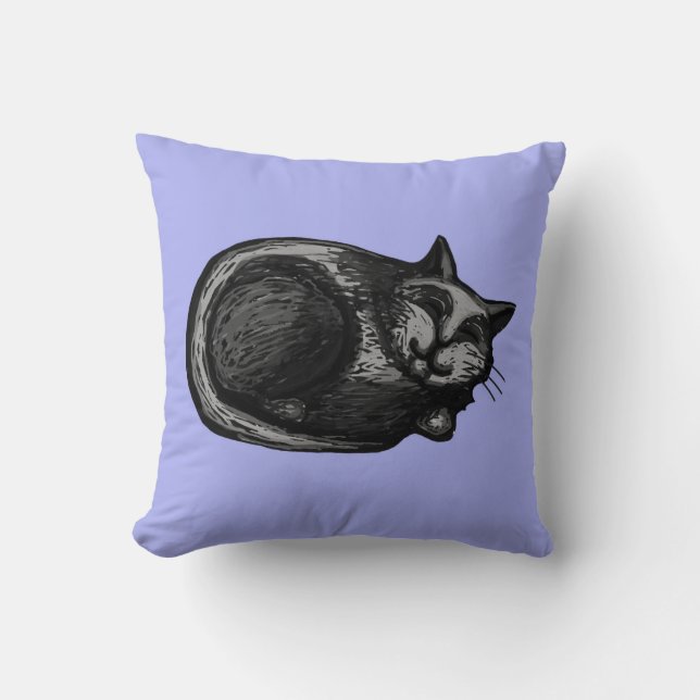 Slaapgrijze kat art. Periwinkle Pillow Kussen (Voorkant)