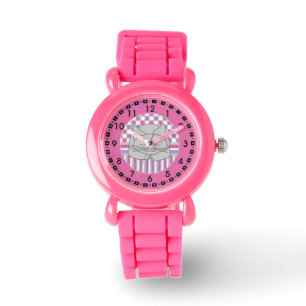Slaapgrijze kat gevlekte ovale grote klok horloge