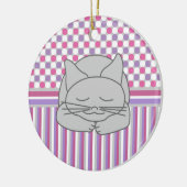 Slaapgrijze kat keramisch ornament (Links)