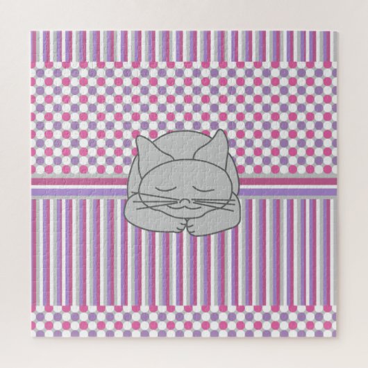 Slaapgrijze kat legpuzzel (Verticaal)
