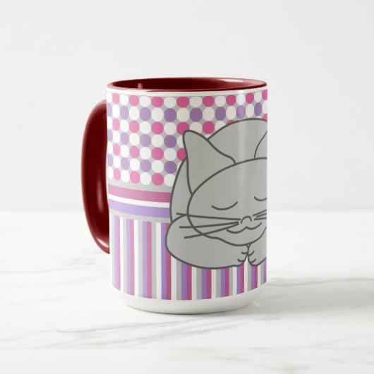 Slaapgrijze kat mok (Voorkant links)