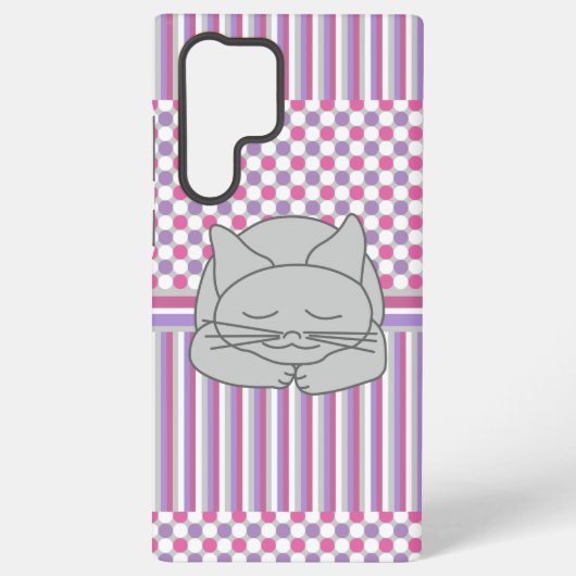 Slaapgrijze kat samsung galaxy hoesje (Achterkant)