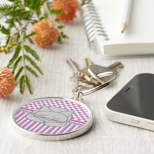 Slaapgrijze kat sleutelhanger (Zijkant)