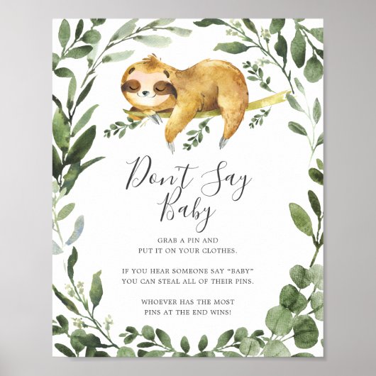 Slaapgroot Baby shower Zeg geen Baby Poster (Voorkant)