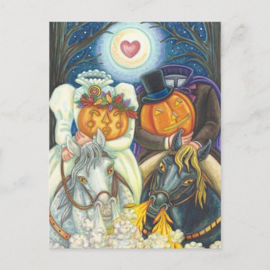 SLAAPHOLLOW WEDDING, HOOFDLEZEN HORSEMAN HALLOEEN BRIEFKAART (Voorkant)
