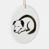 Slaaphond – Inktborstel op Comfort Keramisch Ornament (Rechts)