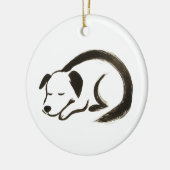 Slaaphond – Inktborstel op Comfort Keramisch Ornament (Links)