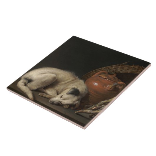 slaaphond van Gerrit Dou Tegeltje (Zijkant)