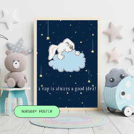 Slaapje - Knuffel Konijn op een Wolk Kinderkamer P Poster