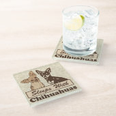 Slaapjes met Chihuahuas Glazen Onderzetter (Schuin)