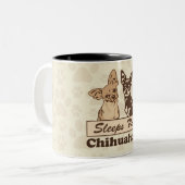Slaapjes met Chihuahuas Tweekleurige Koffiemok (Voorkant links)