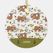 Slaapjes met klautertjes op Kind kerstmis Keramisch Ornament (Voorkant)