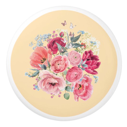 Slaapkamer Lade Keramische knop - Bloemen (Voorkant)