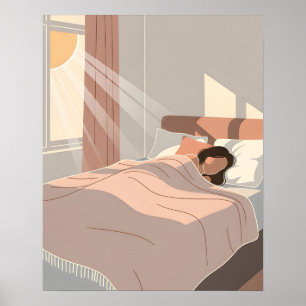 Slaapkamer Ochtendzon Romantische Minimalistische  Poster