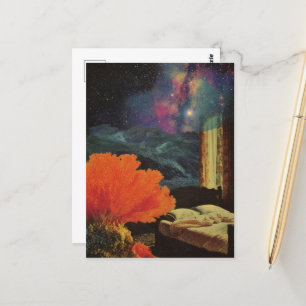 Slaapkamer onder het Zee Surreal Mixed media colla Briefkaart