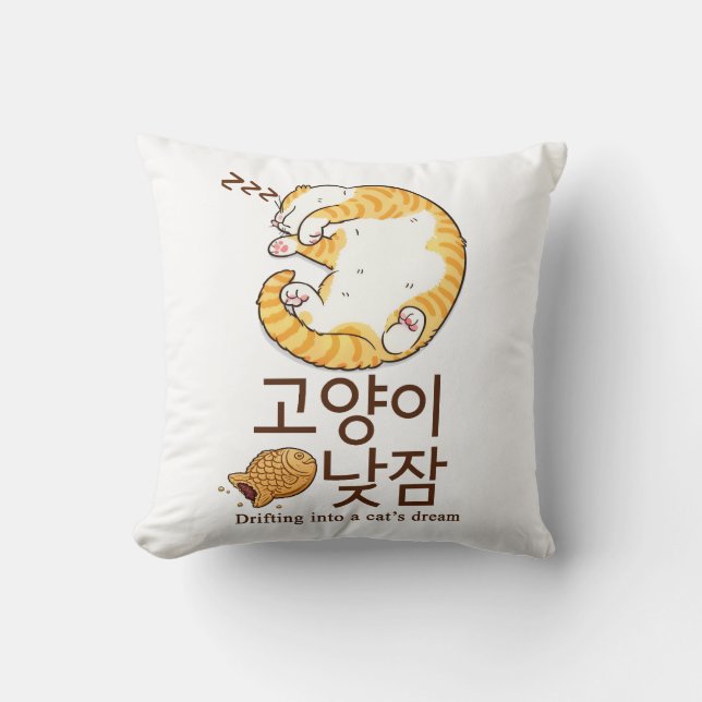 Slaapkat & Bungeoppang Koreaanse Design Kussen (Voorkant)