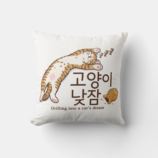 Slaapkat & Bungeoppang Koreaanse Design Kussen (Voorkant)
