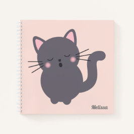Slaapkat Grijs Kat Roze Gepersonaliseerde Notitieb Notitieboek