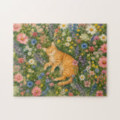 Slaapkat in Wilde Bloemen Puzzel | Waterc (Horizontaal)
