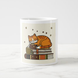 Slaapkat koffie witte mok voor boekenliefhebbers c