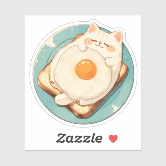 Slaapkat Ontbijt Toast en Ei Sticker (Vel)
